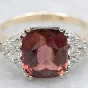 Lovely Pink Tourmaline and Diamond Ring