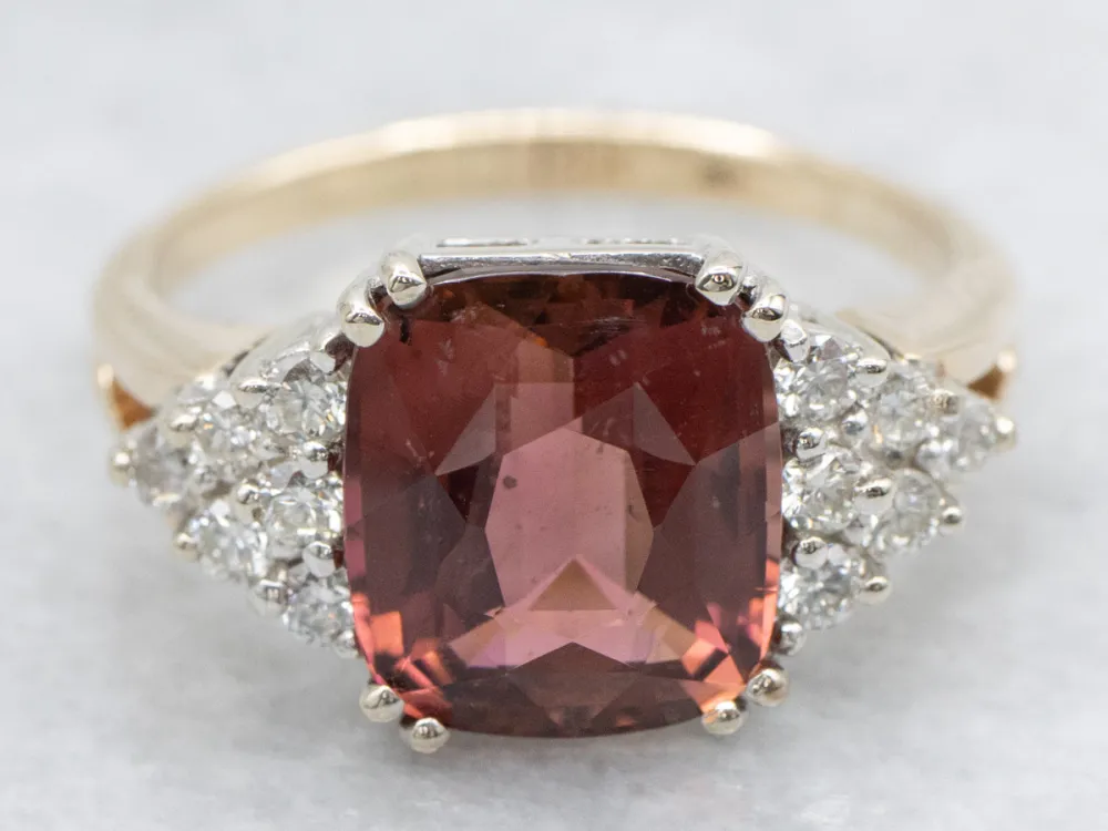Lovely Pink Tourmaline and Diamond Ring