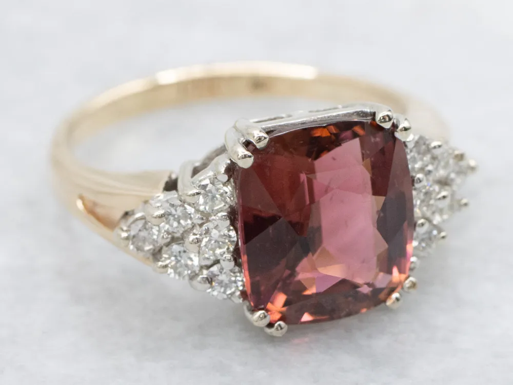 Lovely Pink Tourmaline and Diamond Ring