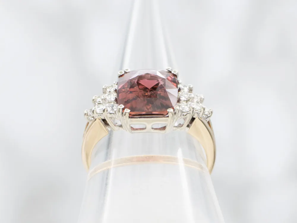 Lovely Pink Tourmaline and Diamond Ring