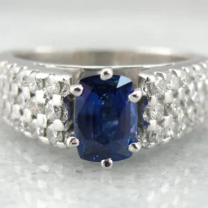 Luxurious Sapphire, Platinum and Diamond Ring