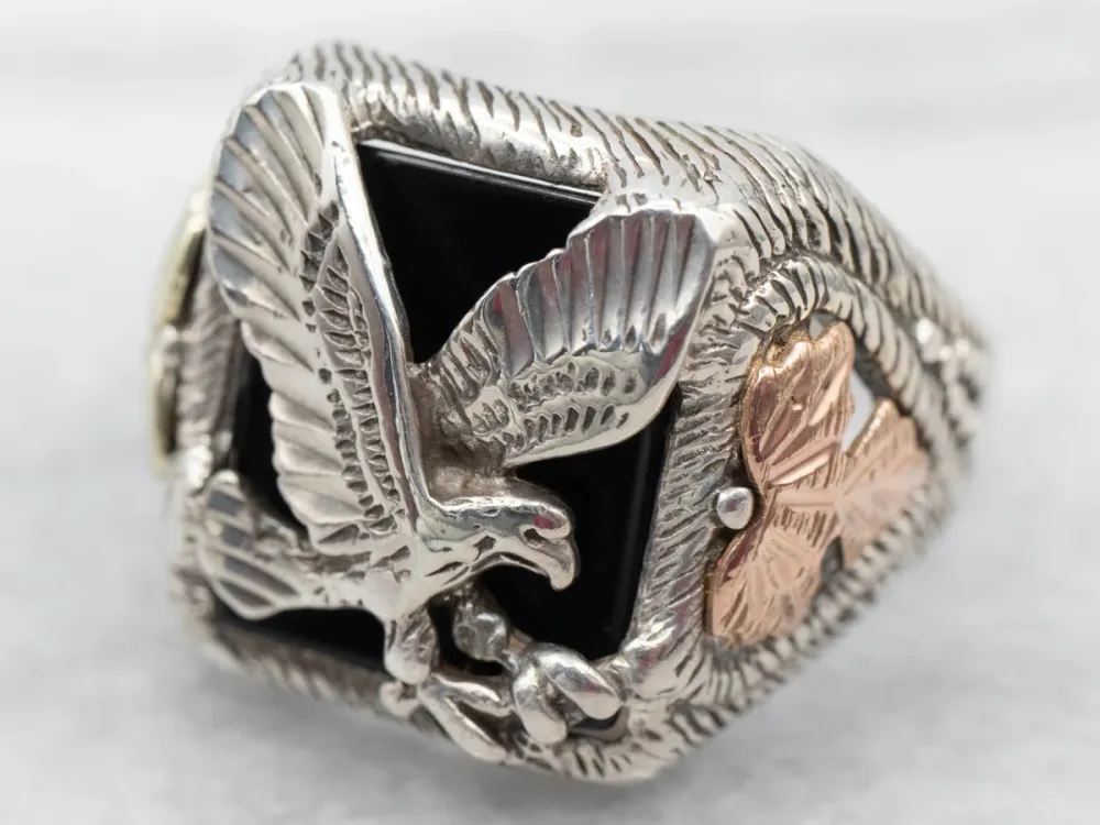 Men's Mixed Metal Koolzwart Onyx Eagle Ring