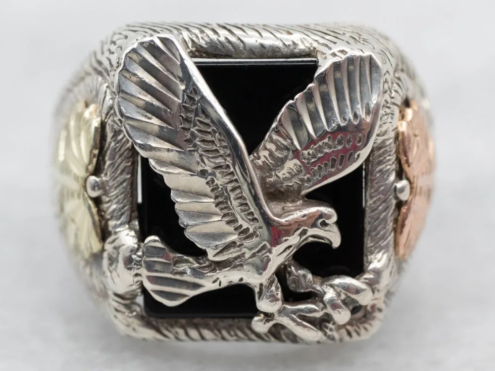 Men's Mixed Metal Koolzwart Onyx Eagle Ring
