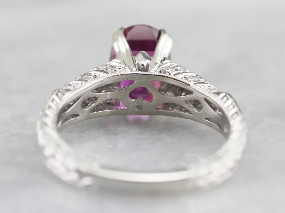 Modern Pink Sapphire and Diamond Engagement Ring