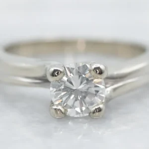 Modern White Gold Diamond Bypass Engagement Ring