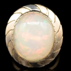 Opal Solitaire Ring Wave Pattern Frame