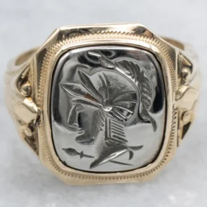 Ostby and Barton Gouden Hematite Intaglio Ring