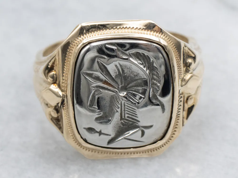 Ostby and Barton Gouden Hematite Intaglio Ring