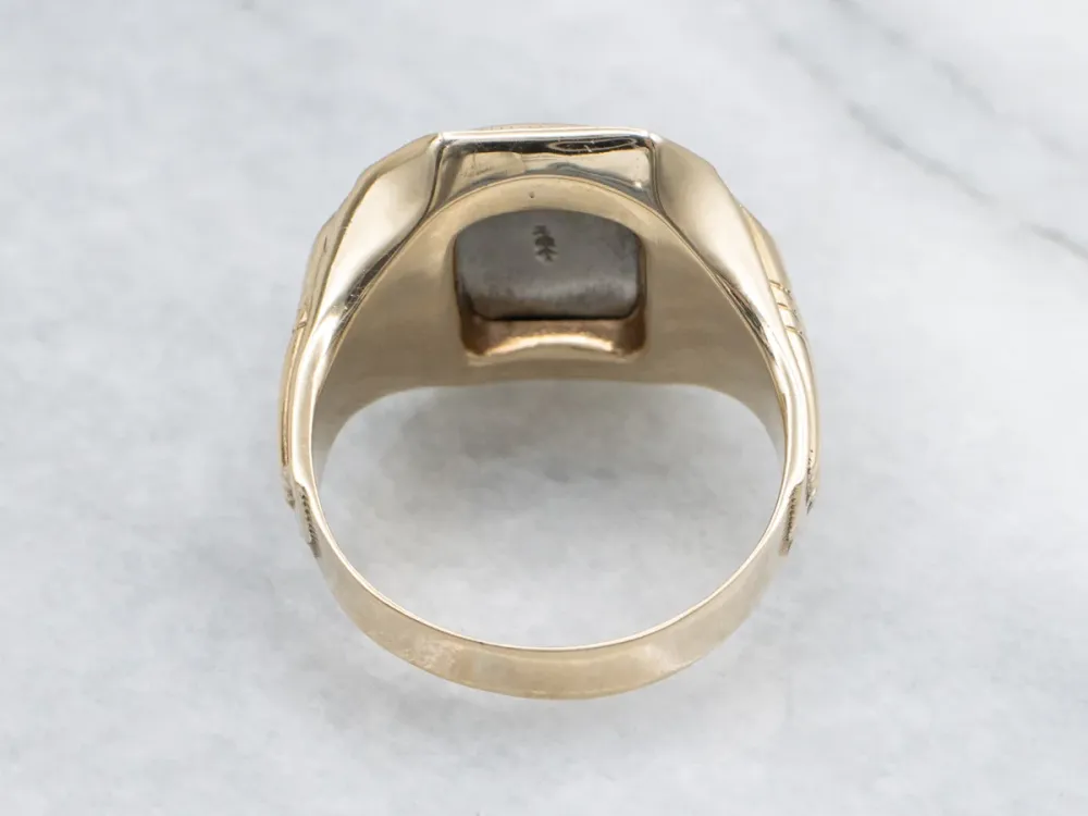 Ostby and Barton Gouden Hematite Intaglio Ring