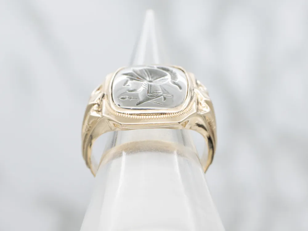 Ostby and Barton Gouden Hematite Intaglio Ring