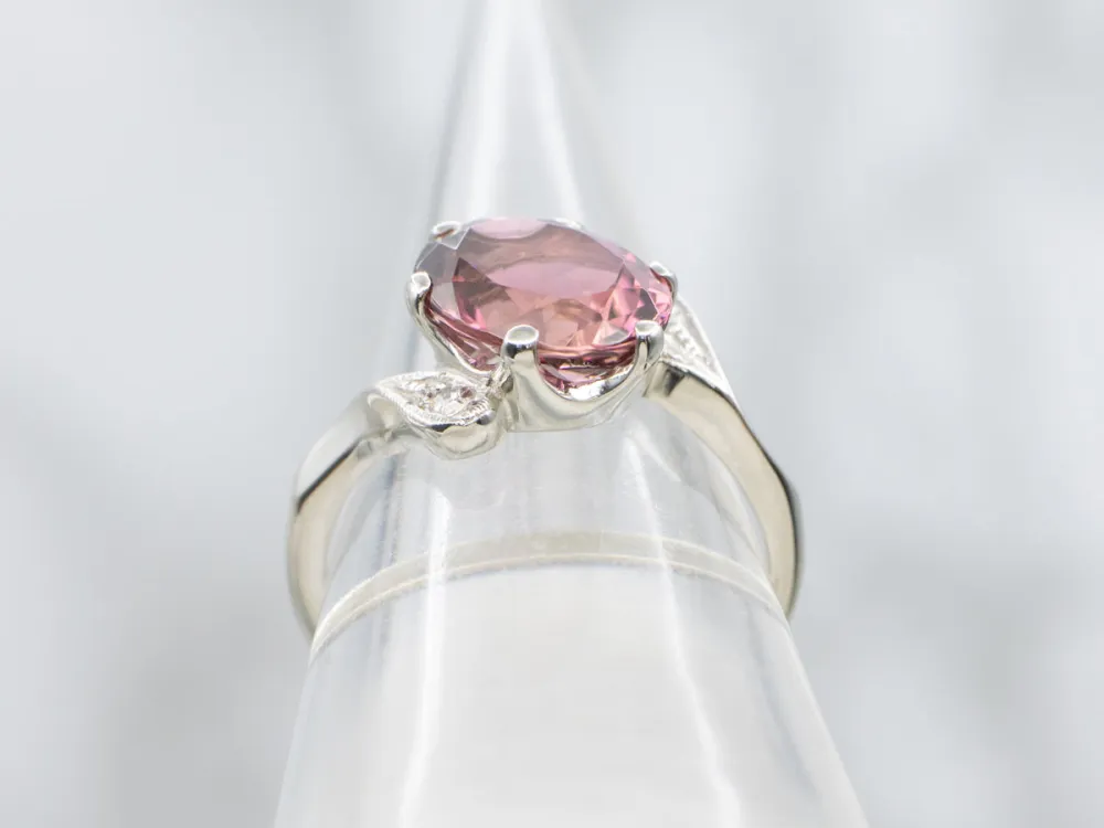 Pink Tourmaline and Diamond Bypass Ring