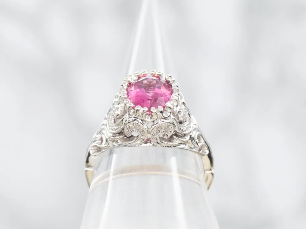 Pink Tourmaline and Diamond Ring