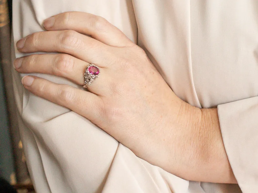 Pink Tourmaline and Diamond Ring
