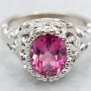 Pink Tourmaline and Diamond Ring