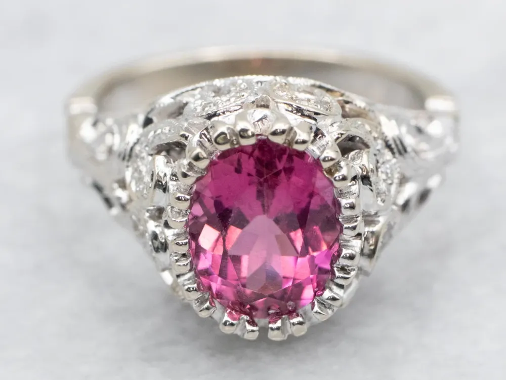 Pink Tourmaline and Diamond Ring