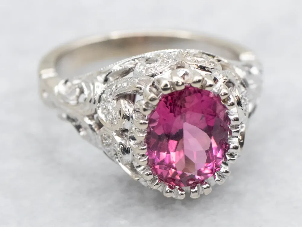 Pink Tourmaline and Diamond Ring