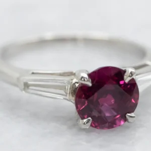 Platinum Pink Sapphire and Diamond Ring