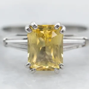 Platinum Yellow Sapphire and Diamond Ring