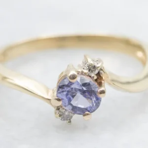 Purple Sapphire and Diamond Bypass Ring