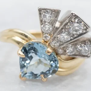 Retro Aquamarine and Diamond Ring
