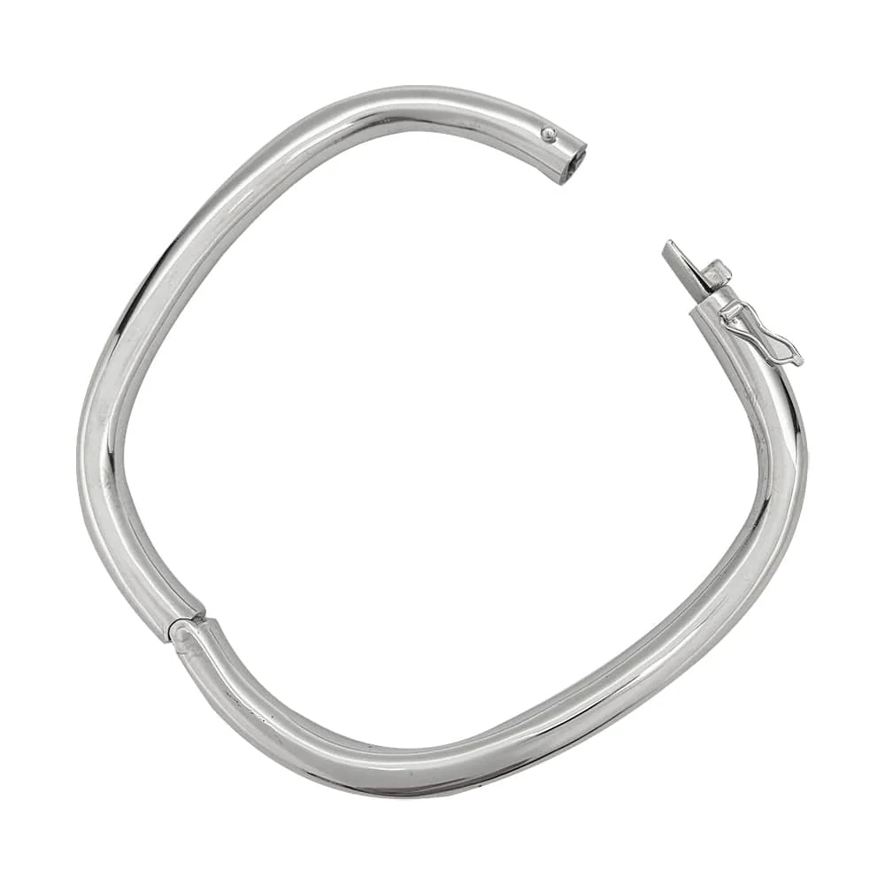 Rigid square bangle bracelet melkwit gold