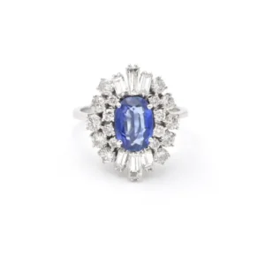 Ring white verguld zaffiro Ceylon and diamonds