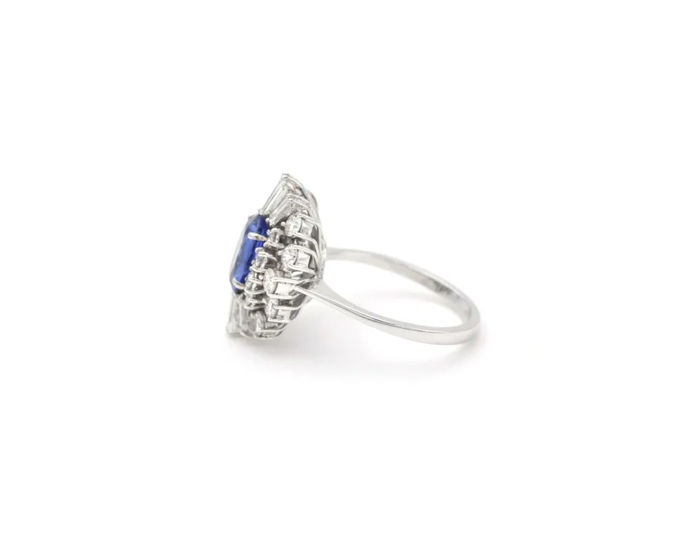 Ring white verguld zaffiro Ceylon and diamonds