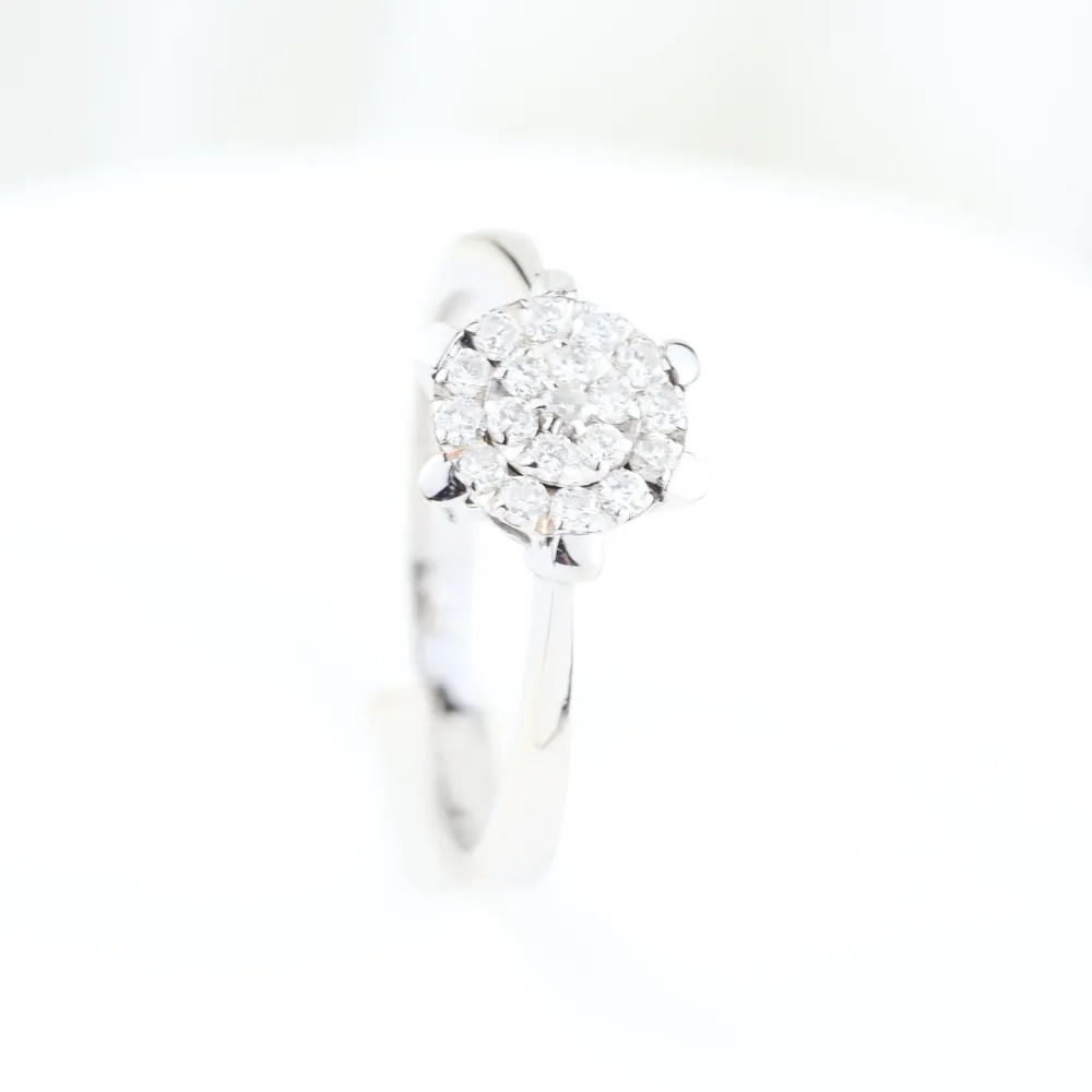 Rosette ring 18k white goud brilliant-cut diamonds 0.28 ct