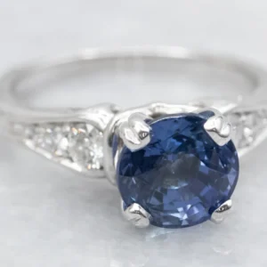 Sapphire and Diamond Engagement Ring White Gouden