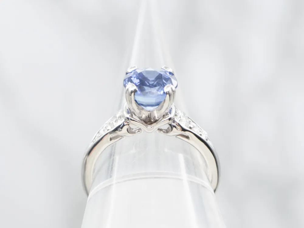 Sapphire and Diamond Engagement Ring White Gouden