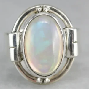 Sluitring Sterling Staalgrijs Opal Ring