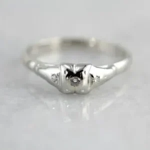 Smooth Vintage Diamond Engagement Ring White Gold