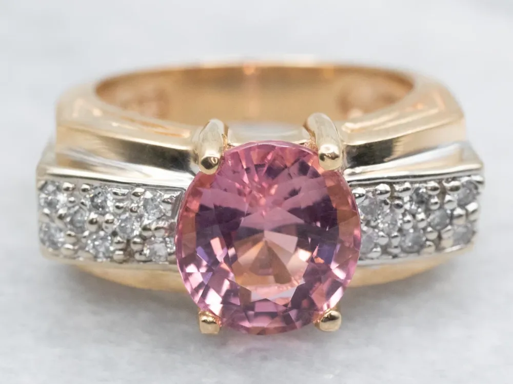 Stunning Blush Tourmaline and Diamond Ring