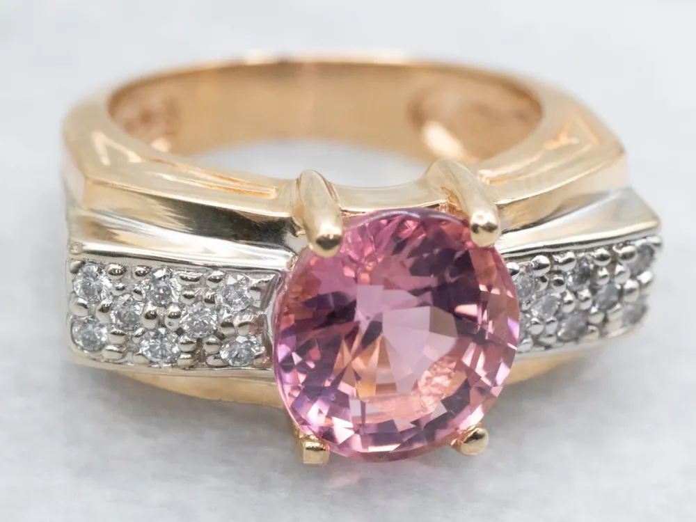 Stunning Blush Tourmaline and Diamond Ring