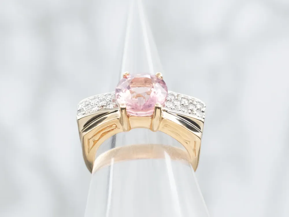 Stunning Blush Tourmaline and Diamond Ring