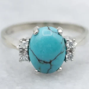 Turquoise and Diamond Sneeuwwit Gold Ring