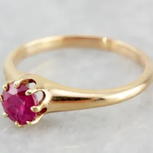 Victorian Blush Sapphire Solitaire Engagement Ring