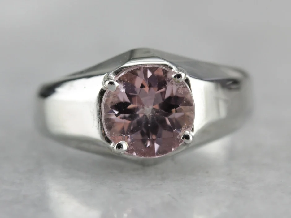 Vintage Pink Tourmaline White Gold Ring