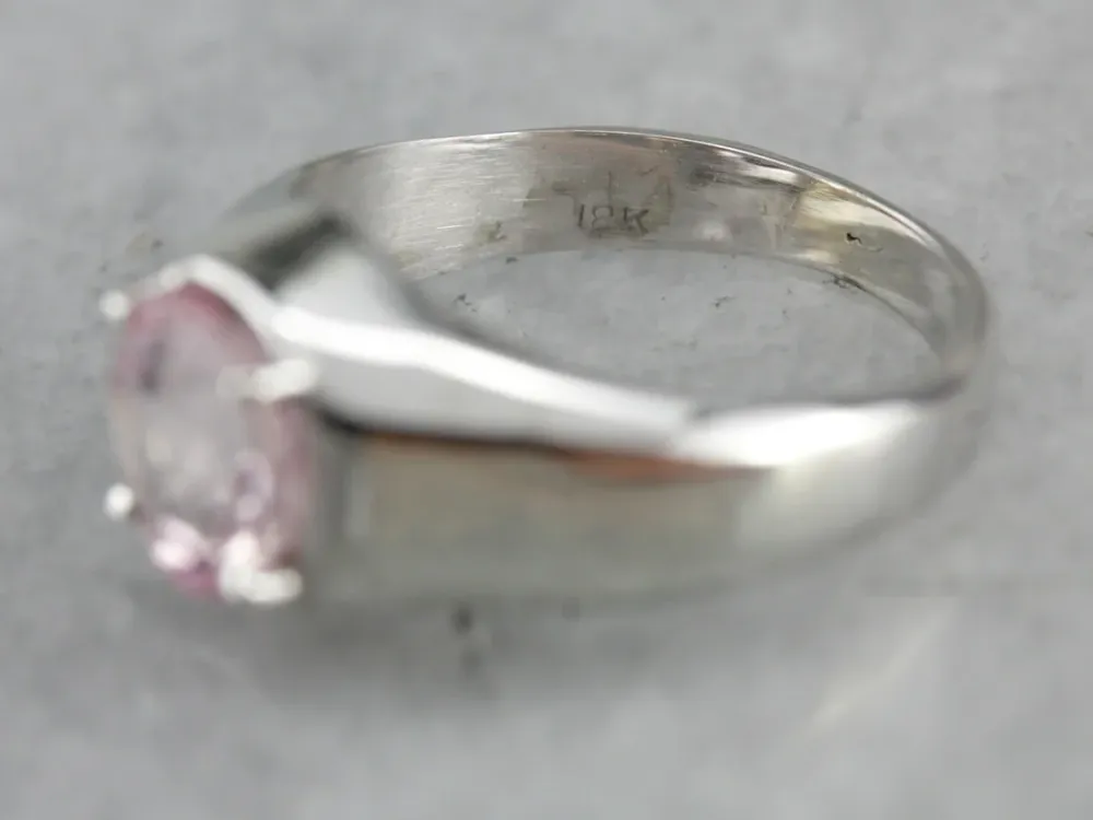 Vintage Pink Tourmaline White Gold Ring
