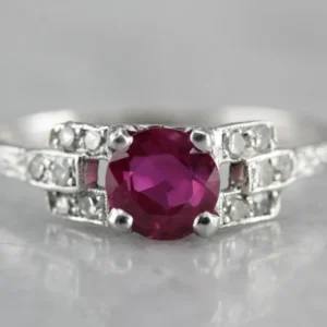 Vintage Platinum and Pink Sapphire Ring