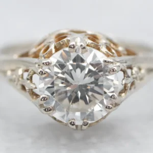White Gold Art Deco Diamond Solitaire Engagement Ring