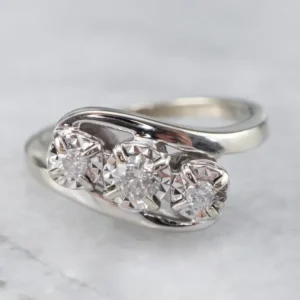 White Gold Diamond Bypass Anniversary or Engagement Ring