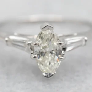 White Gold Marquise Diamond Engagement Ring Diamond Accents