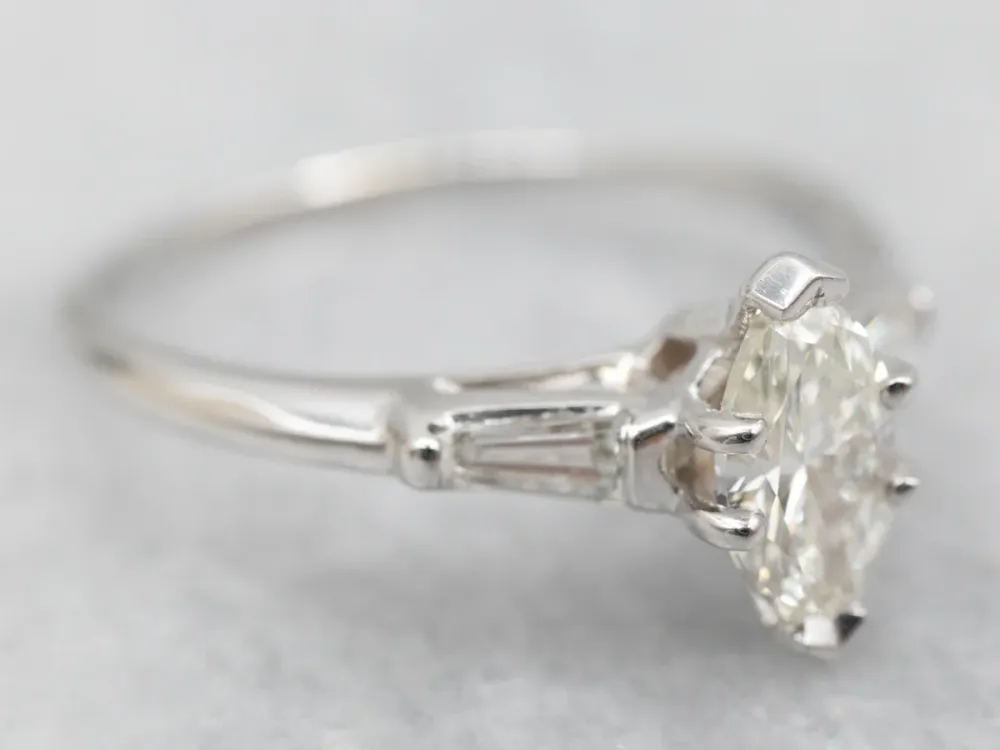 White Gold Marquise Diamond Engagement Ring Diamond Accents