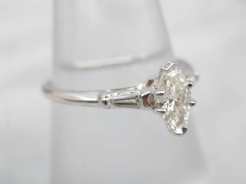 White Gold Marquise Diamond Engagement Ring Diamond Accents