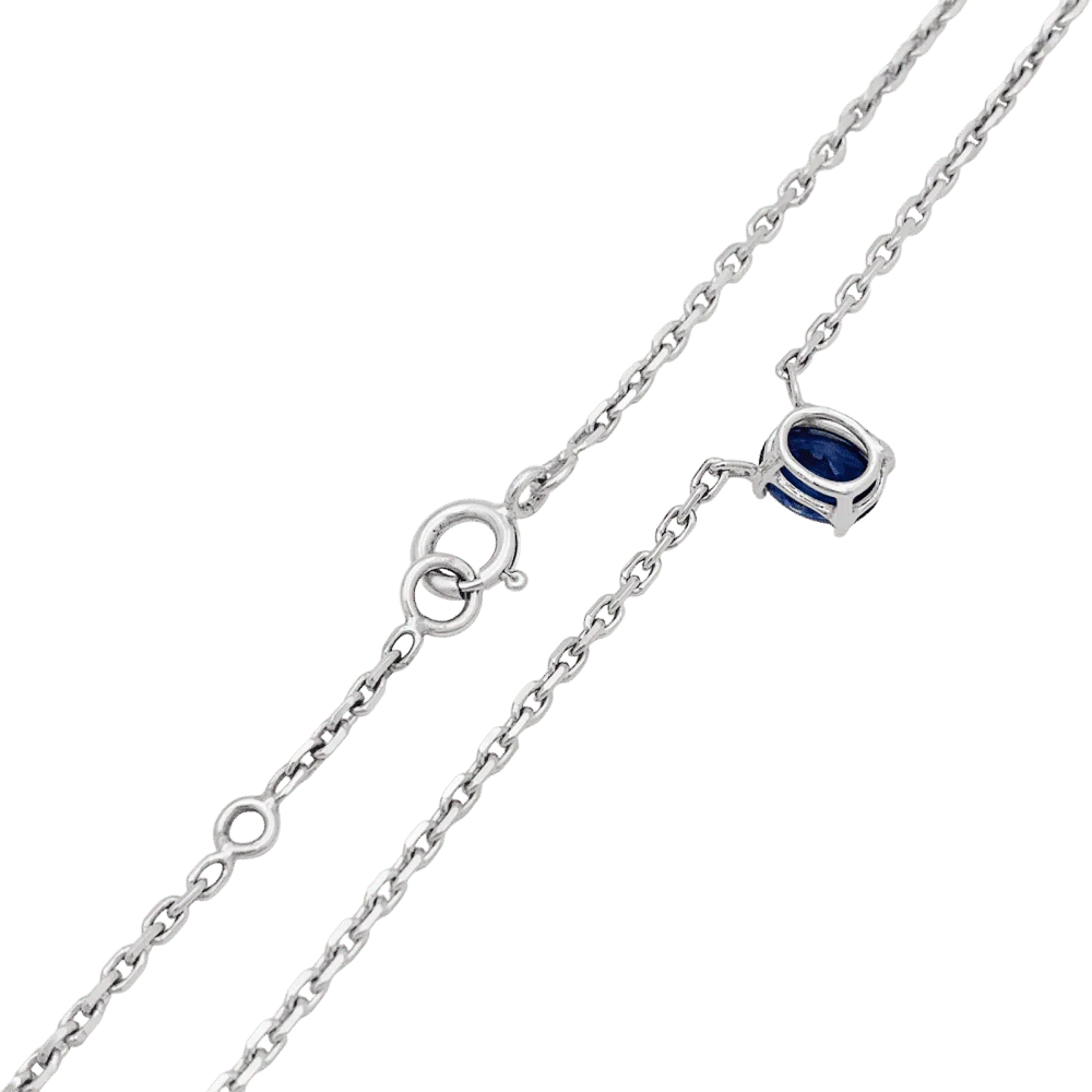 White gold necklace, sapphire.