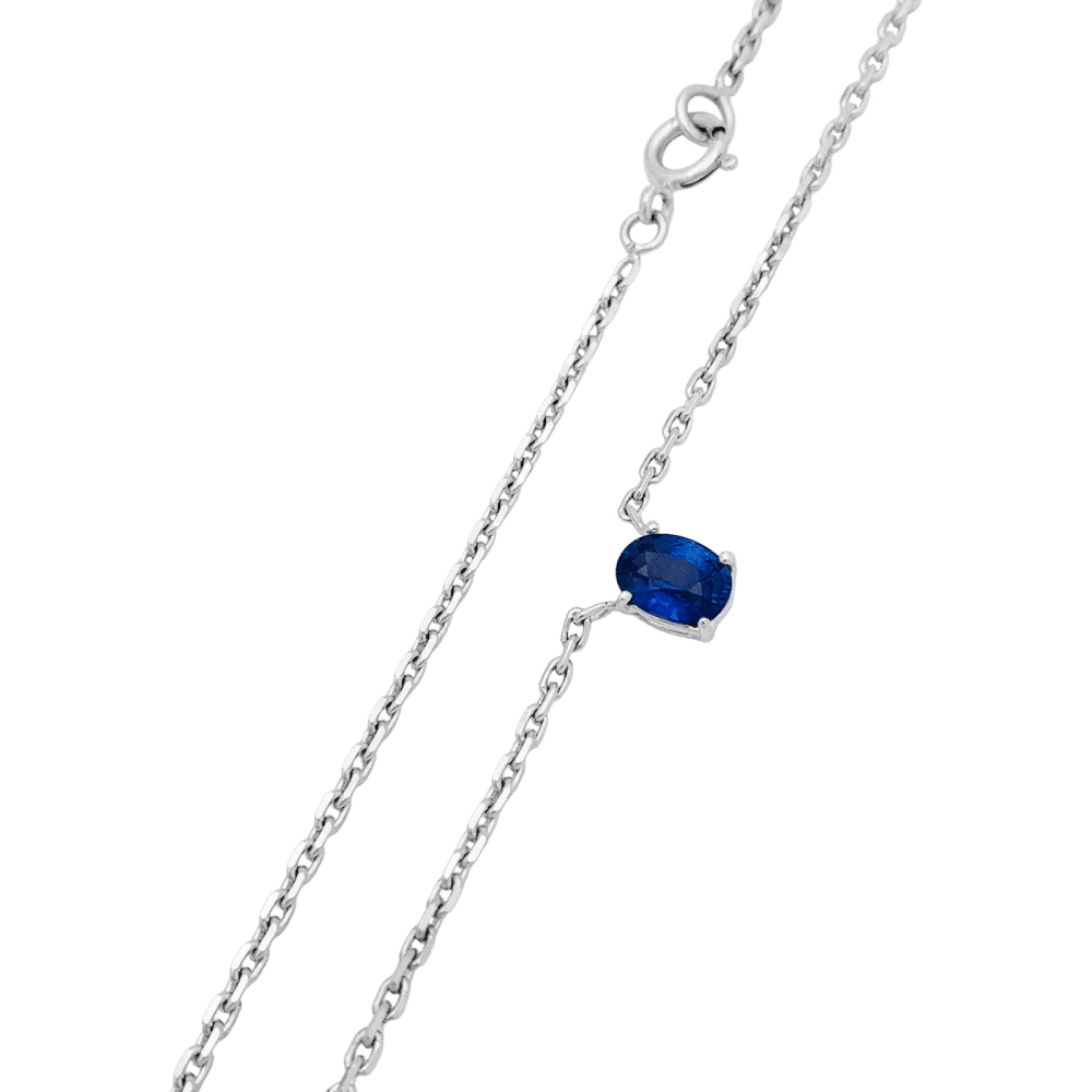White gold necklace, sapphire.