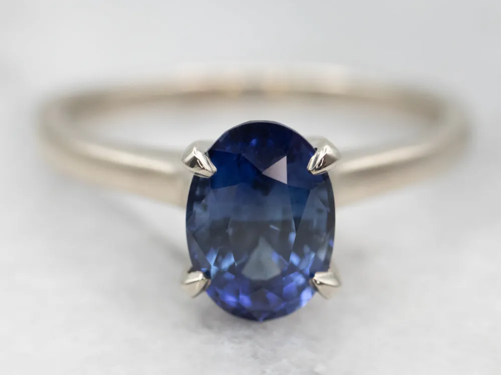 White Goud Sapphire Engagement Ring