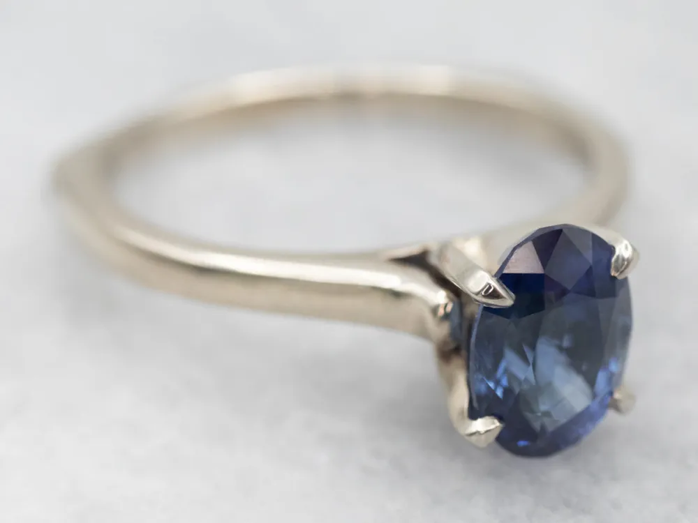 White Goud Sapphire Engagement Ring