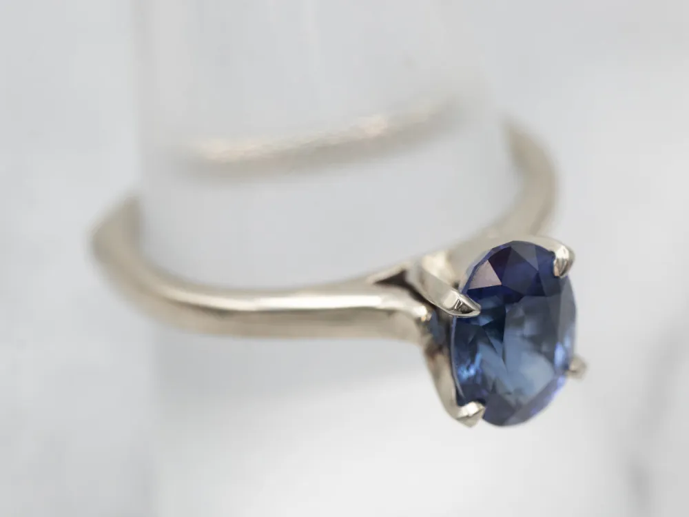 White Goud Sapphire Engagement Ring